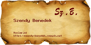 Szendy Benedek névjegykártya